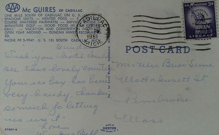 McGuires Grill & Motel - Postcard Back (newer photo)